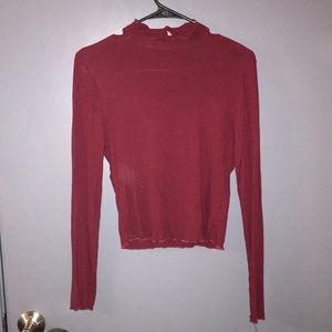 Ribbed, high neck long sleeve shirt